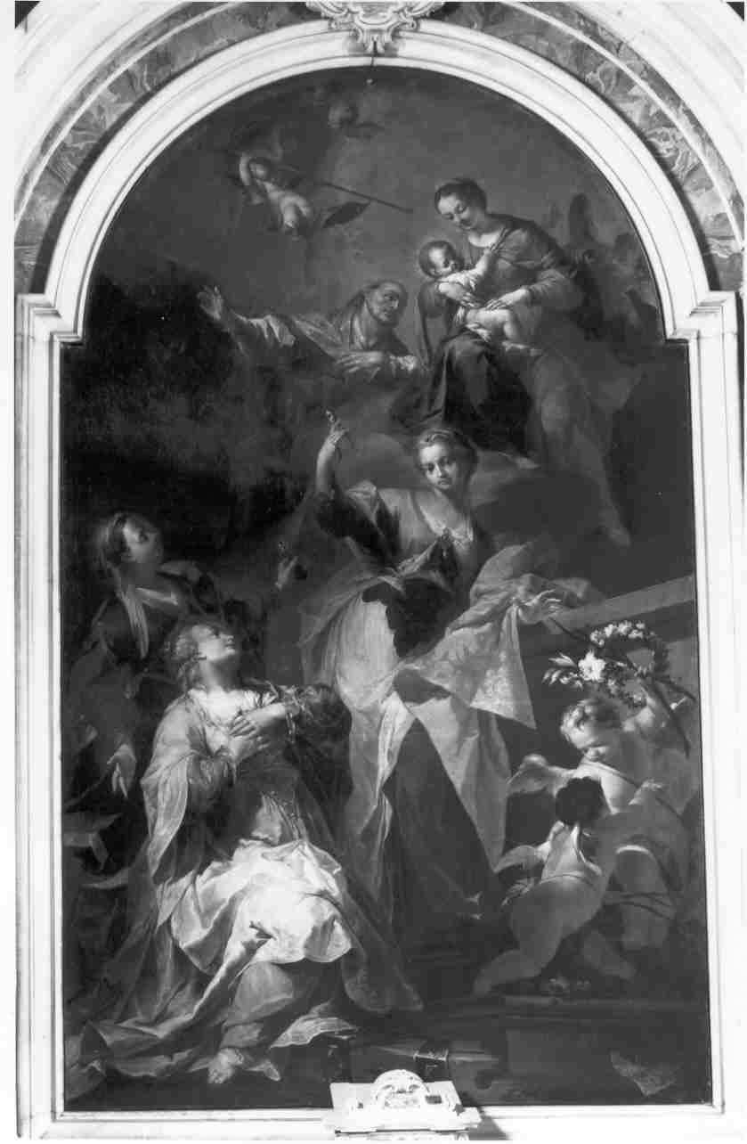Madonna con Bambino, Sant'Apollonio, Sant'Apollonia, Santa Caterina d'Alessandria e Santa Lucia (dipinto, opera isolata) di Scalvini Pietro (sec. XVIII)