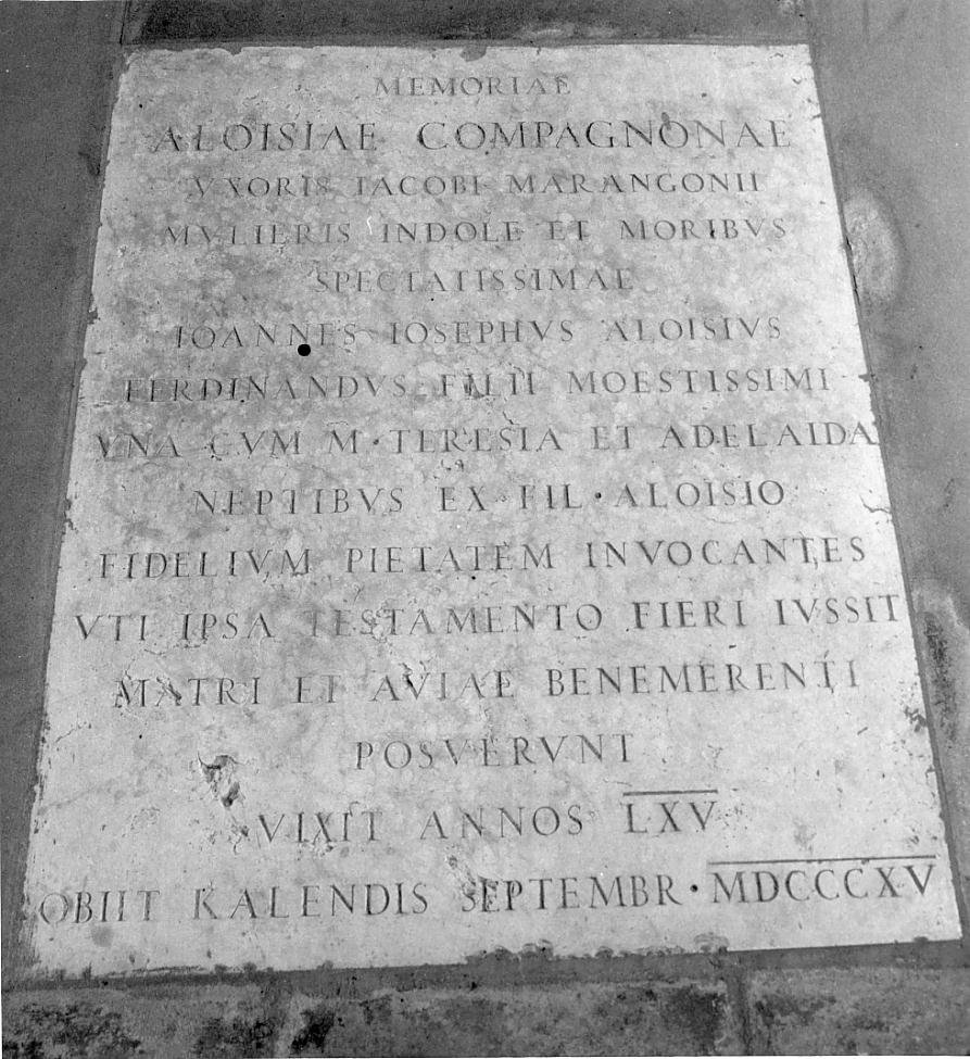 lapide commemorativa - ambito mantovano (sec. XIX)