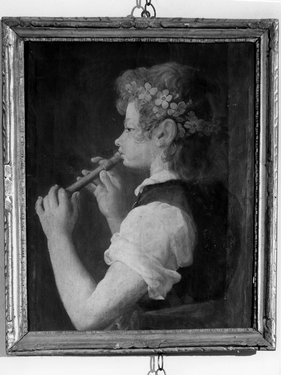 giovane che suona il flauto (dipinto, opera isolata) - ambito lombardo (prima metà sec. XIX)