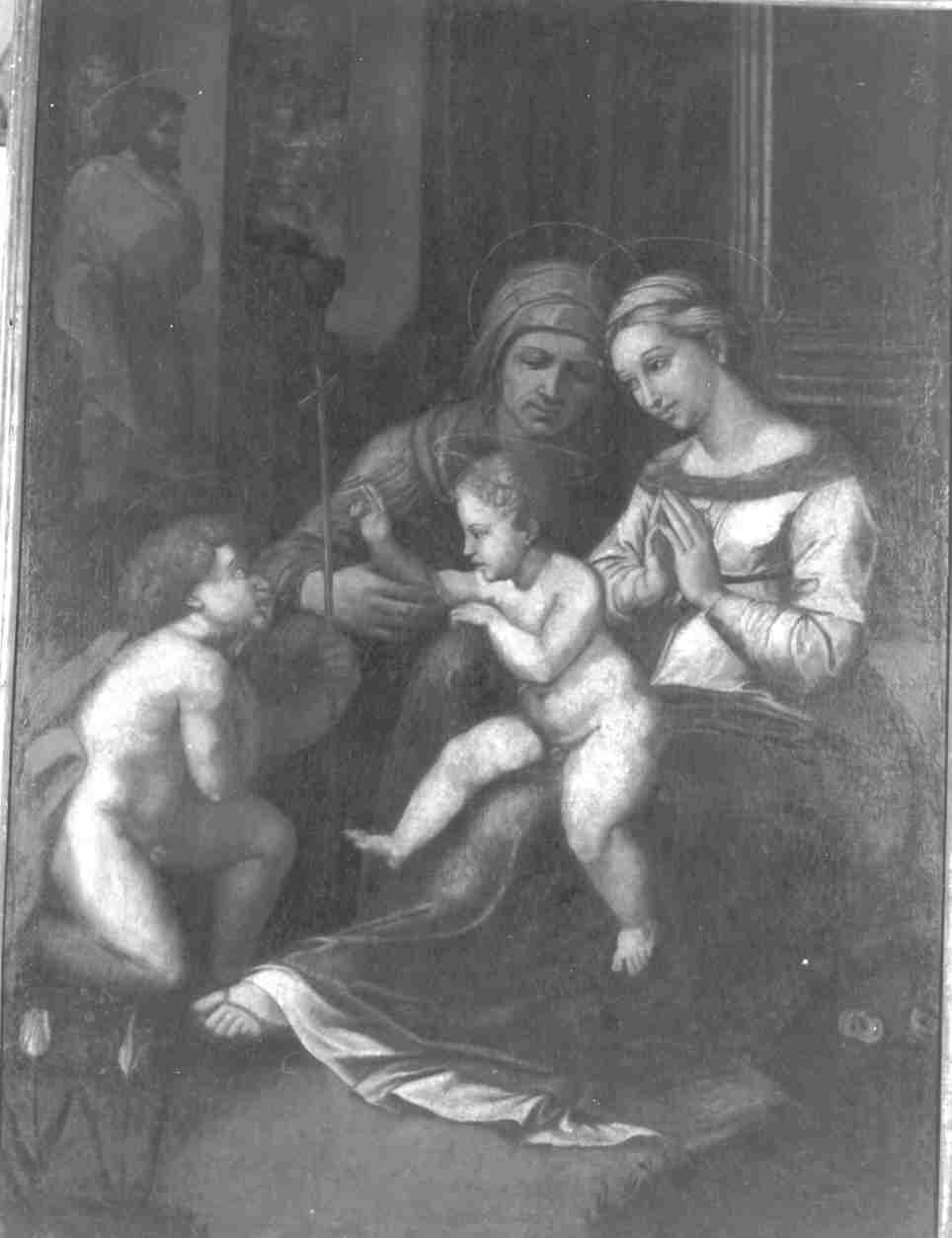 Madonna del Divino Amore, Madonna con Bambino, San Giovannino e Sant'Anna (dipinto, opera isolata) - ambito lombardo (prima metà sec. XVII)