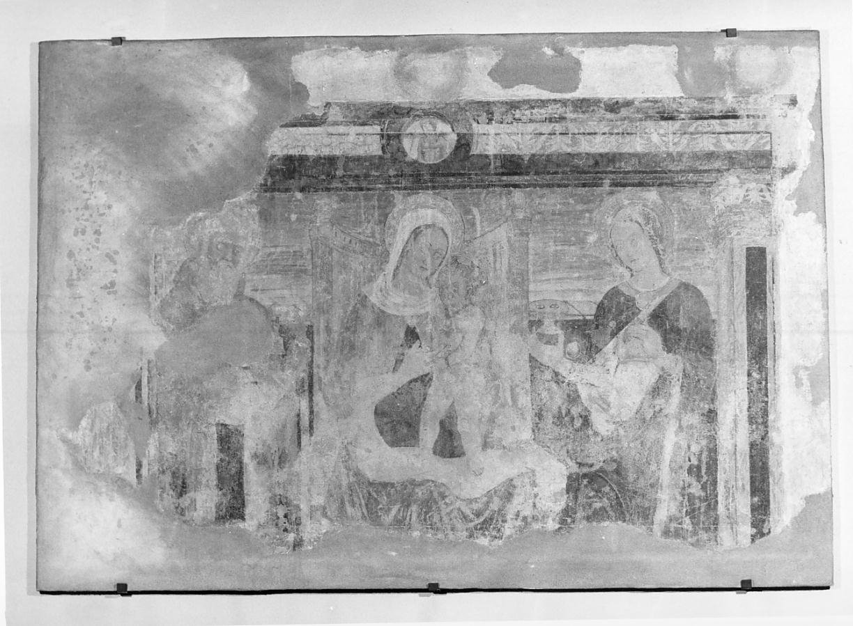 Madonna con Bambino in trono tra Sant'Antonio Abate e Santa Lucia (dipinto, frammento) - ambito lombardo (terzo quarto sec. XV)