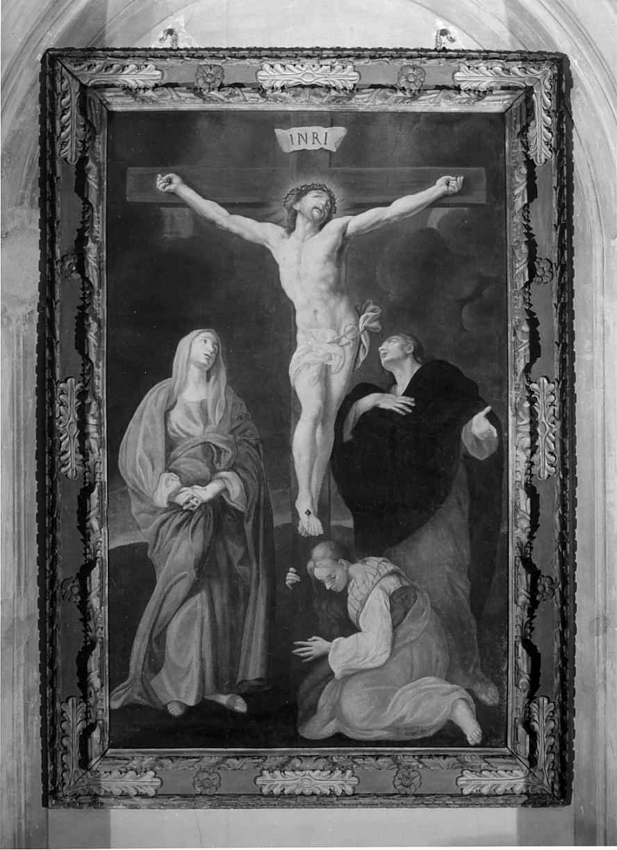Cristo crocifisso con Madonna; Maddalena; San Giovanni Evangelista (dipinto, elemento d'insieme) - ambito cremonese (ultimo quarto sec. XVII)