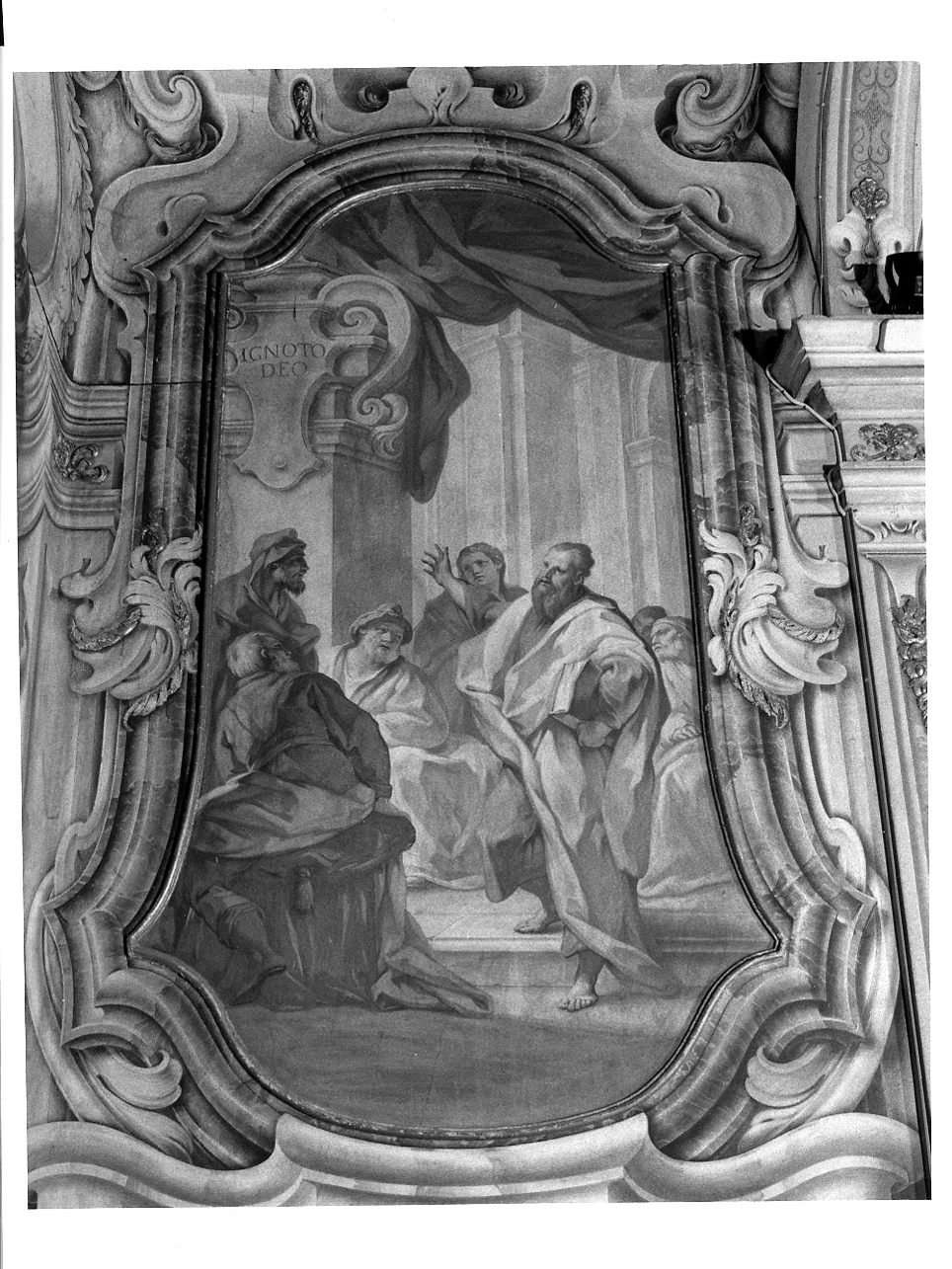 San Paolo predica nella sinagoga di Damasco (dipinto, elemento d'insieme) di Sassi Giovanni Battista (e aiuti) (sec. XVIII)