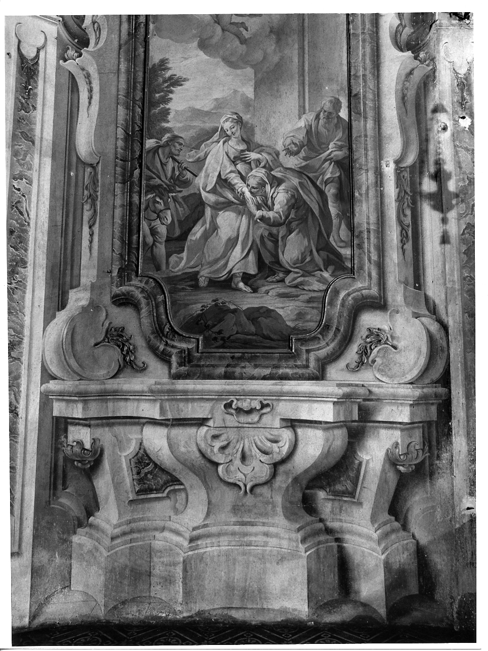 Cornice dipinta (dipinto, elemento d'insieme) di Sassi Giovanni Battista (e aiuti) (sec. XVIII)