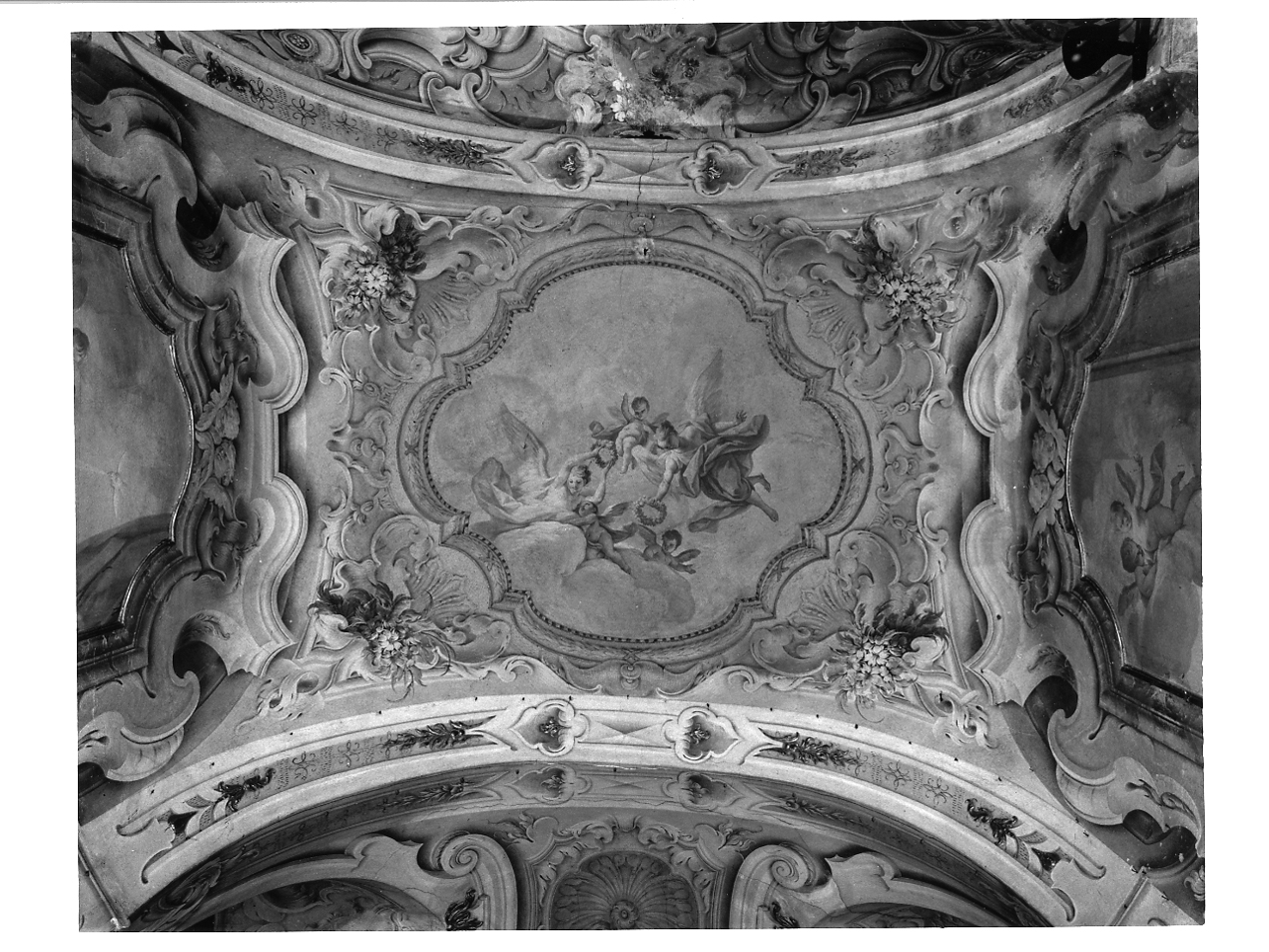 motivi decorativi floreali e a volute (dipinto, elemento d'insieme) di Sassi Giovanni Battista (e aiuti) (secondo quarto sec. XVIII)