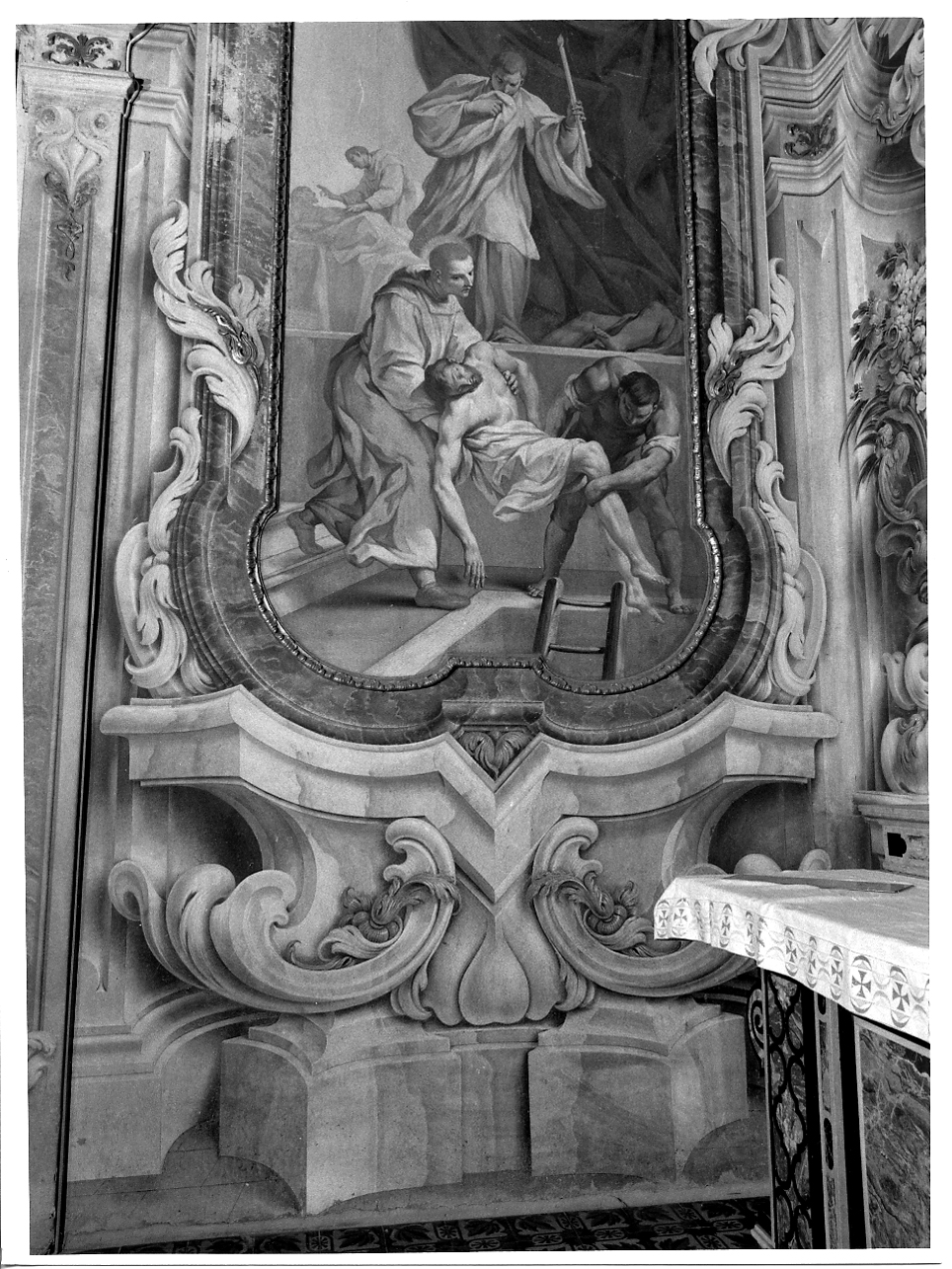 cornice dipinta (dipinto, elemento d'insieme) di Sassi Giovanni Battista (e aiuti) (secondo quarto sec. XVIII)