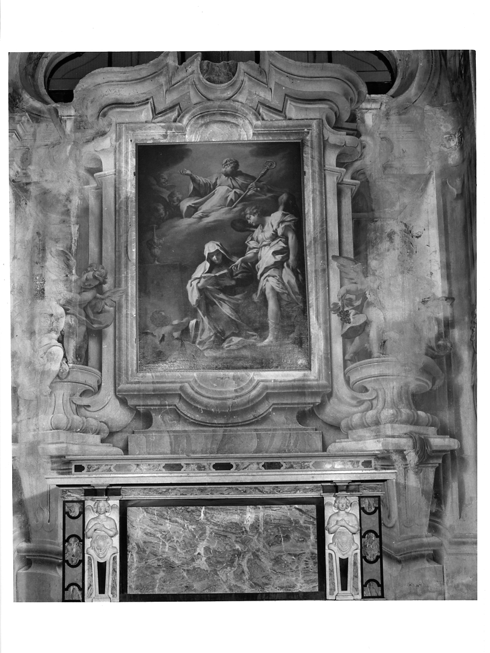 ancona dipinta con angioletti (dipinto, elemento d'insieme) di Sassi Giovanni Battista (e aiuti) (secondo quarto sec. XVIII)