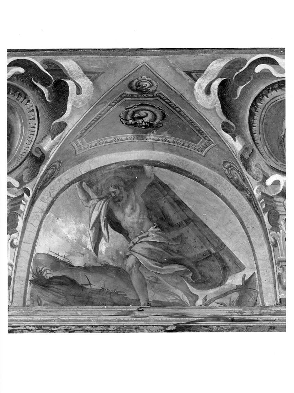 Sansone solleva le porte di Gaza (dipinto, elemento d'insieme) di Marone Pietro (fine sec. XVI)