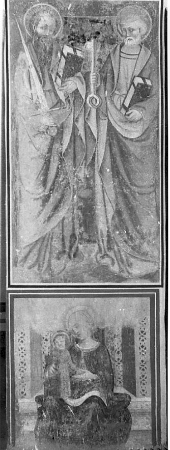 San Pietro, San Paolo, Madonna con Bambino (dipinto, opera isolata) - ambito italiano (sec. XV)