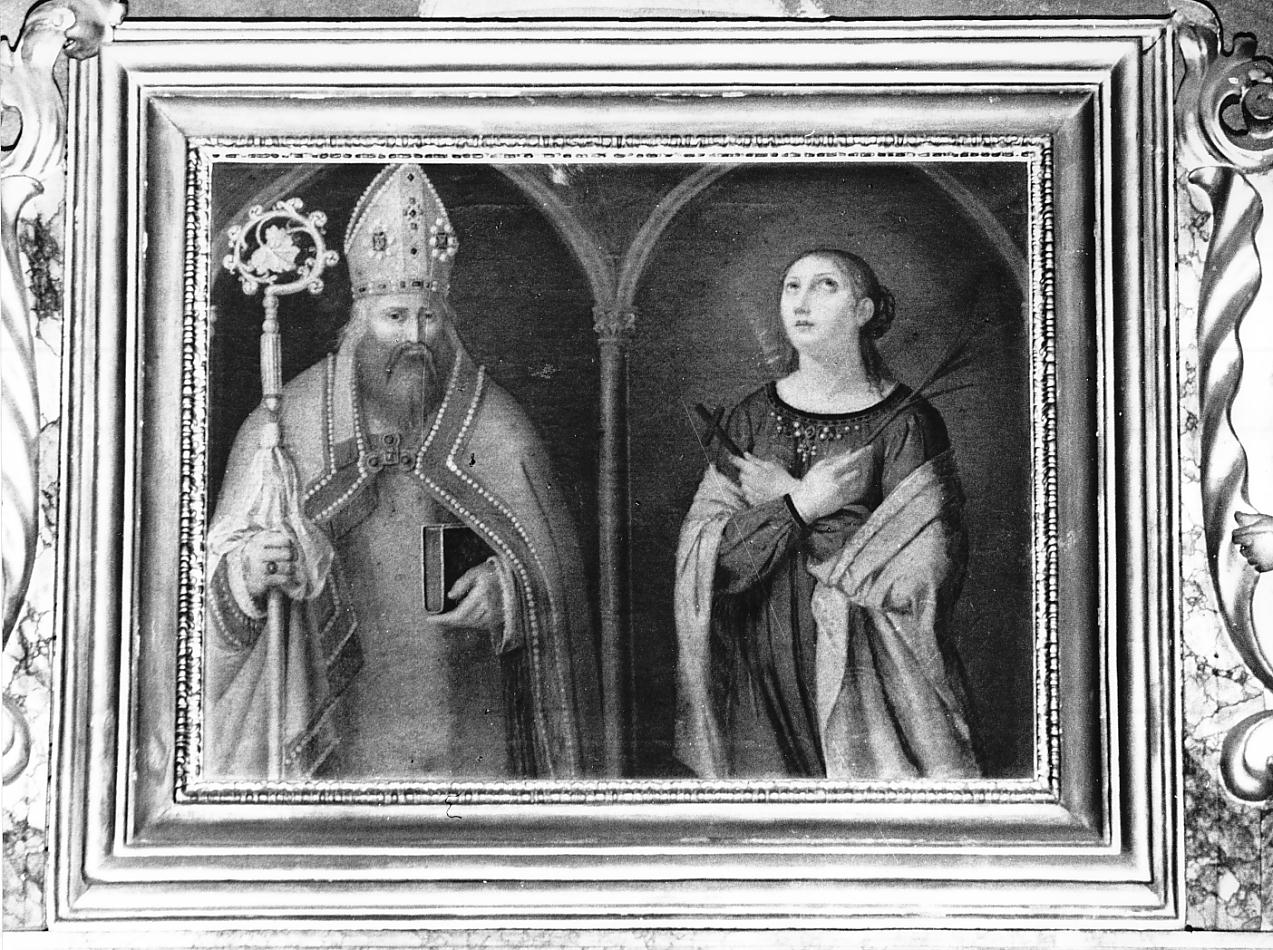 Santo vescovo e Santa martire (dipinto, elemento d'insieme) - ambito cremonese (seconda metà sec. XIX)