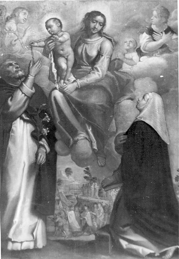 San Domenico, Madonna, Gesù Bambino, Santa Caterina da Siena (quadro d'altare, opera isolata) di Gandino Antonio (sec. XVII)