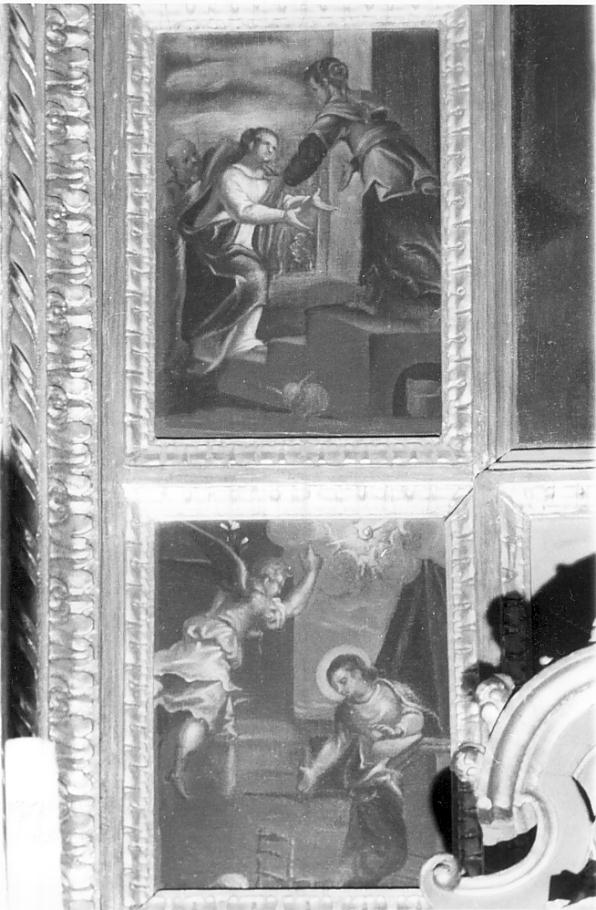 misteri gaudiosi: Annunciazione e Visitazione (quadro d'altare, ciclo) di Gandino Antonio (sec. XVII)