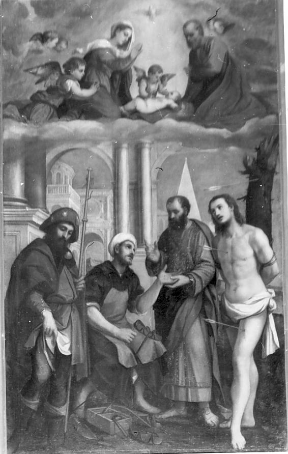 San Rocco; San Sebastiano; San Marco; Sant'Aniano (pala d'altare, insieme) di Rosa Pietro (sec. XVI)