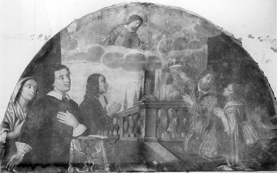 Madonna e devoti (lunetta, opera isolata) - ambito veneziano (sec. XVII)