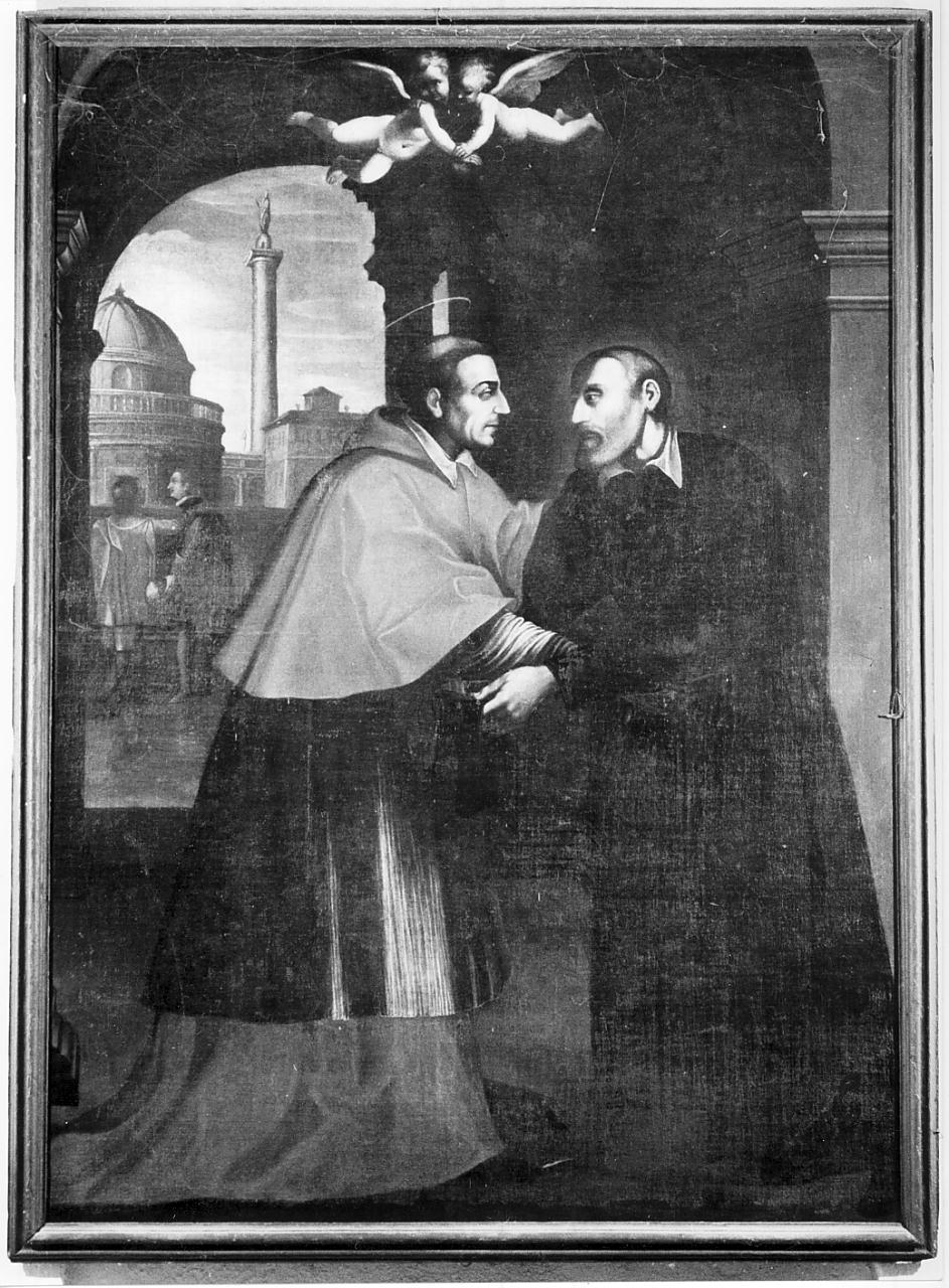 San Filippo Neri incontra San Carlo Borromeo (dipinto) di Savi Domenico (attribuito) (prima metà sec. XVII)