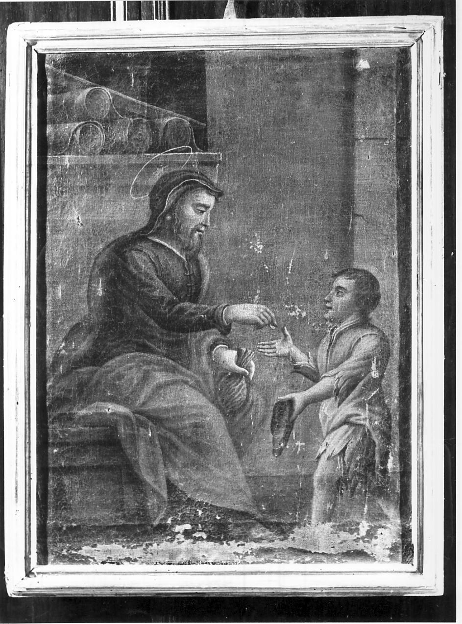 Sant'Omobono che fa l'elemosina ad un fanciullo (dipinto, opera isolata) - ambito mantovano (prima metà sec. XVIII)