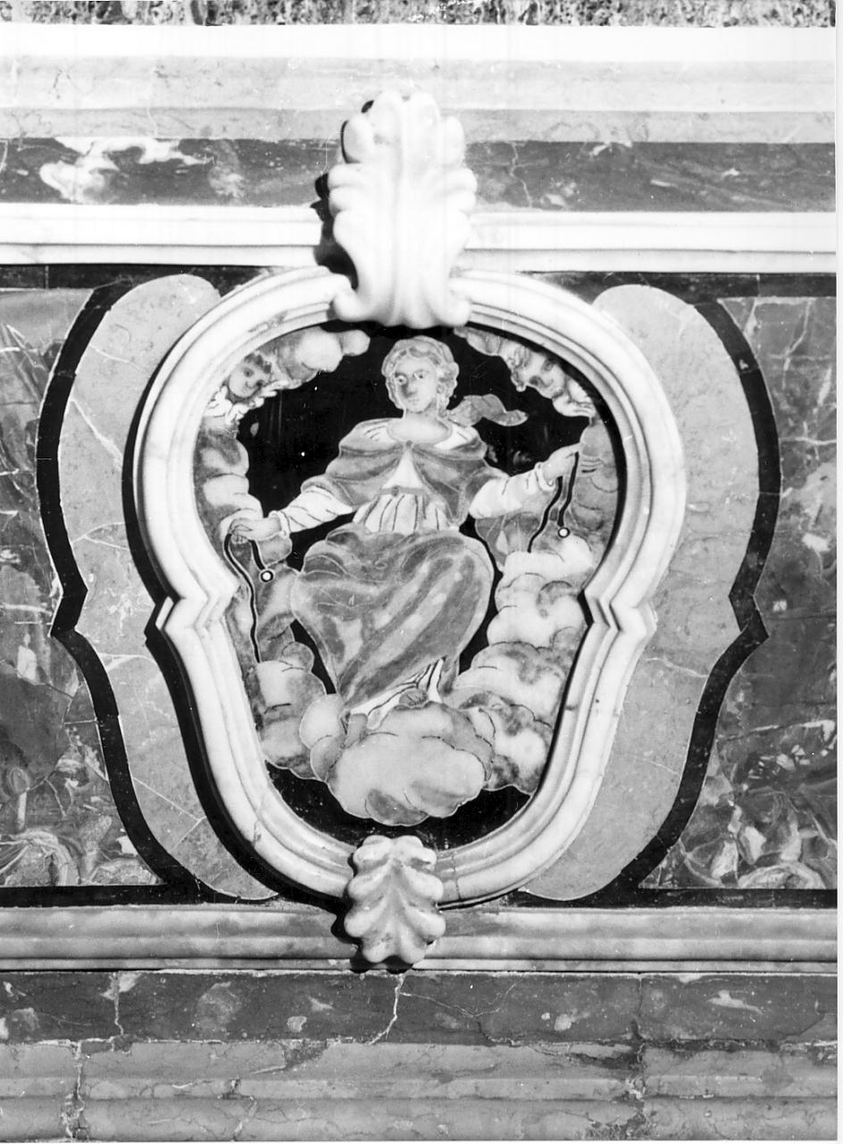 Madonna fra angeli (decorazione a intarsio, elemento d'insieme) - ambito mantovano (prima metà sec. XVIII)
