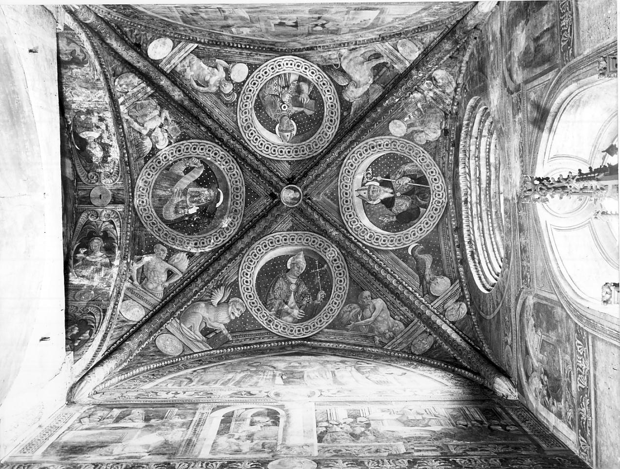 Dottori della Chiesa con simboli degli Evangelisti e degli Elementi (decorazione pittorica, elemento d'insieme) di Giovan Pietro da Cemmo (secc. XV/ XVI)