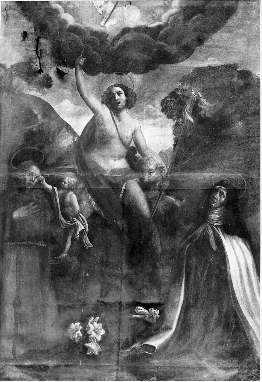 Sant'Antonio da Padova, San Giovanni Battista e Santa Caterina (dipinto, opera isolata) - ambito lombardo (prima metà sec. XVIII)