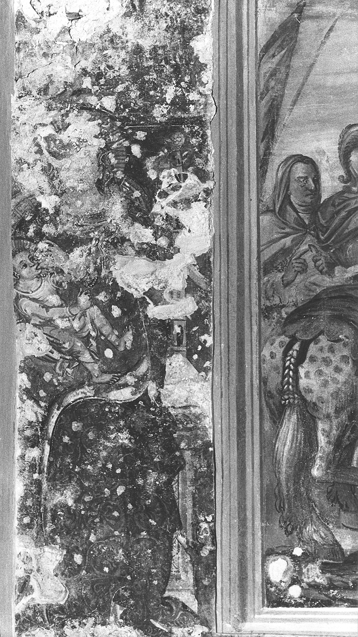 Madonna in trono con Gesù Bambino e orante (dipinto, opera isolata) - ambito italiano (sec. XV)