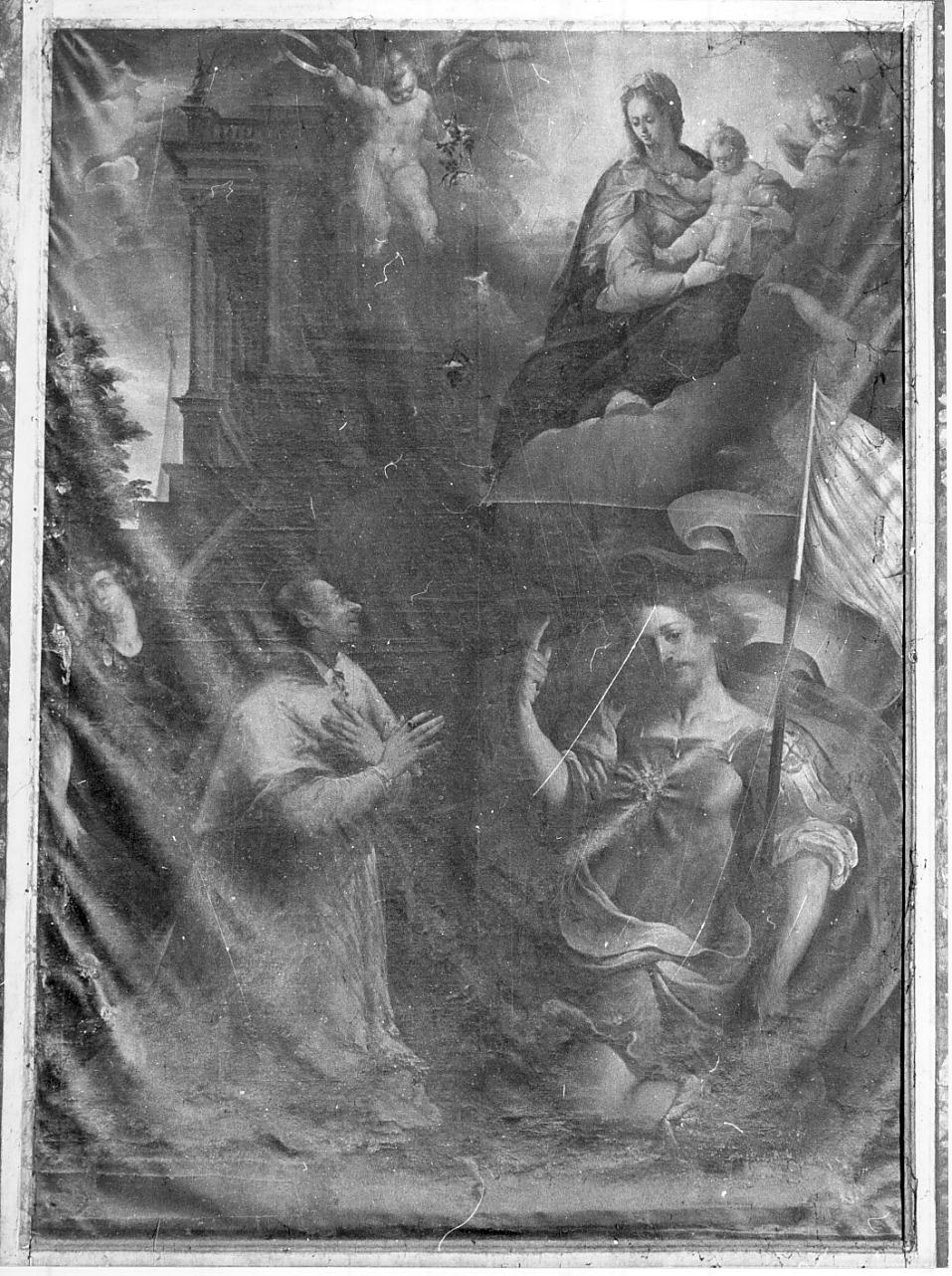 Vergine con San Carlo e San Fermo (dipinto, opera isolata) di Ricchi Pietro detto Lucchese, Carpinoni Domenico (prima metà sec. XVII)