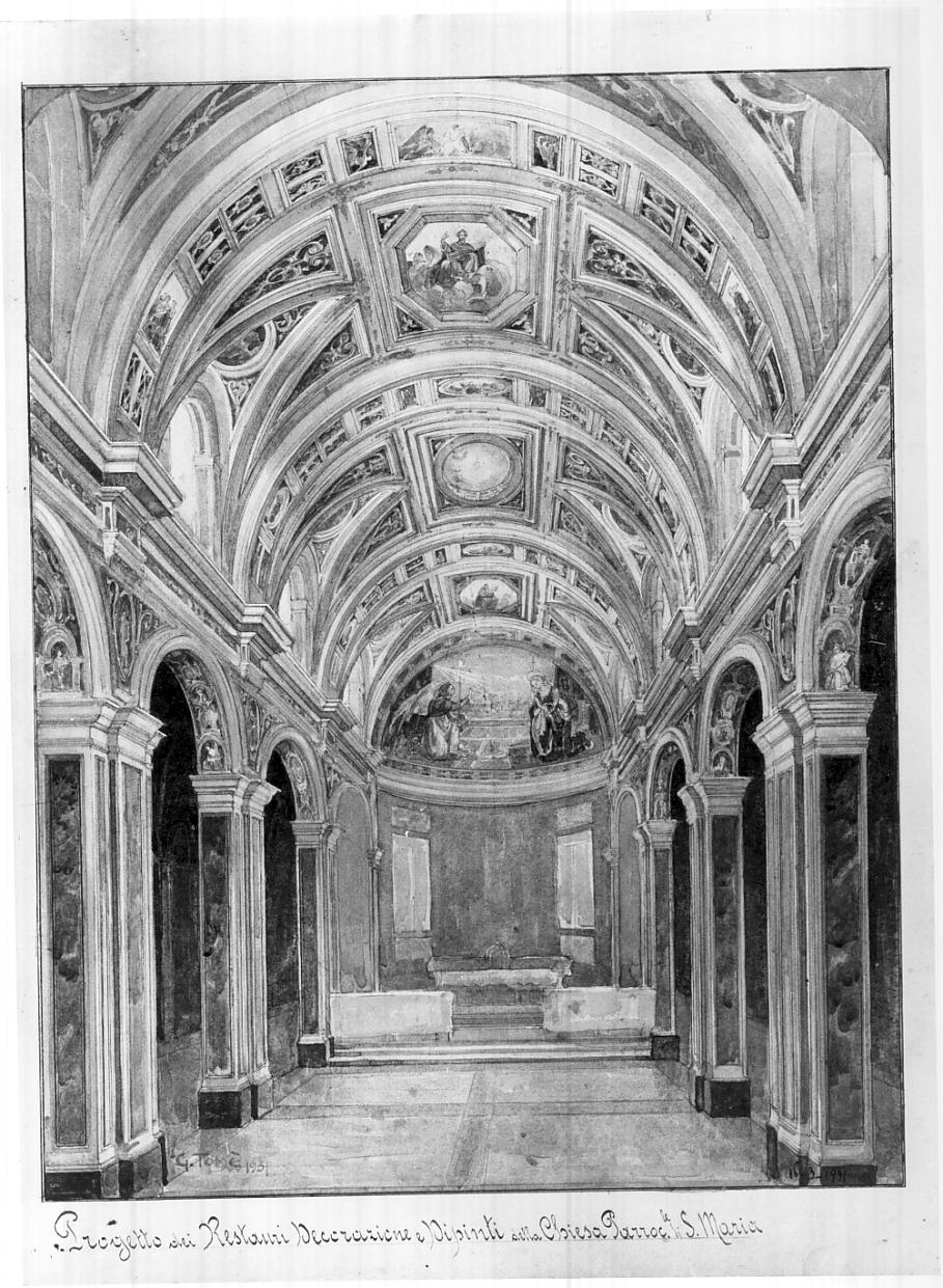bozzetto originale del catino e delle pitture della navata centrale (dipinto, opera isolata) di Tomè Giuseppe (prima metà sec. XX)
