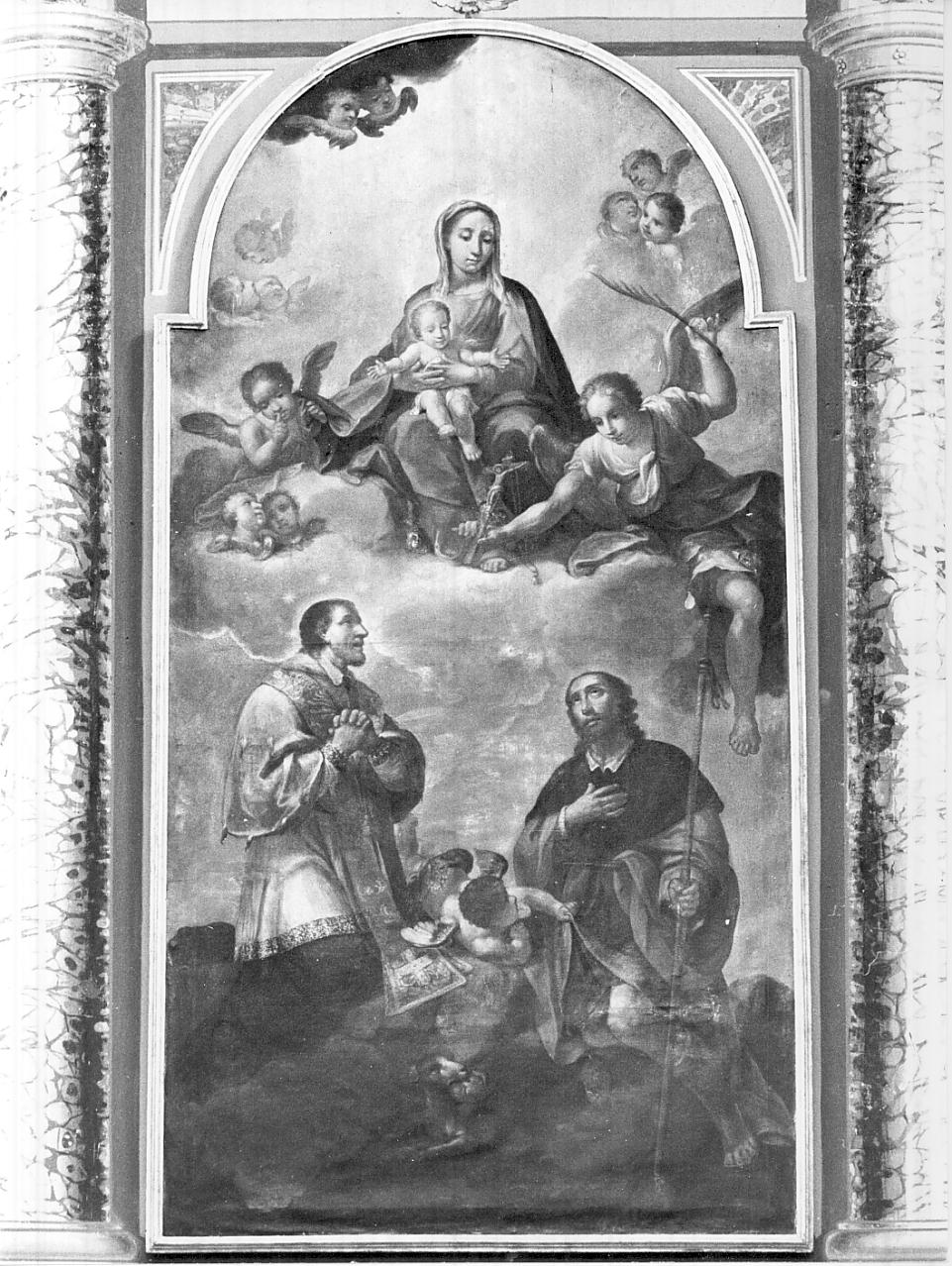 Vergine in gloria con i Santi Giovanni Nepomuceno e Rocco (pala d'altare, opera isolata) - ambito italiano (fine sec. XVIII)