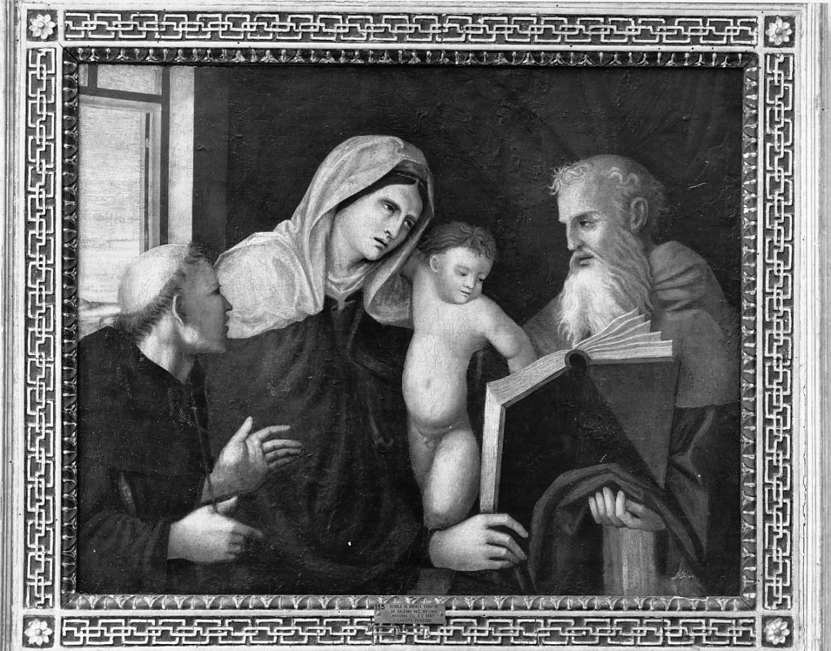 Madonna in trono con Bambino San Francesco e San Paolo Apostolo (dipinto, opera isolata) di Sabatini Andrea detto Andrea da Salerno (maniera) (sec. XV)