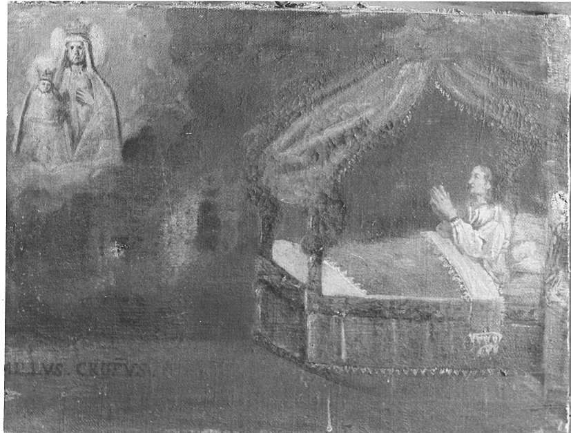 Ex voto: Malato in letto (dipinto, opera isolata) - ambito bresciano (sec. XVII)