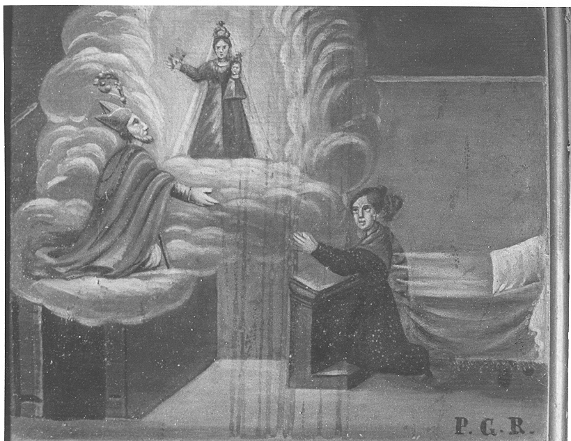 Ex voto: Donna in preghiera (dipinto, opera isolata) - ambito bresciano (sec. XIX)