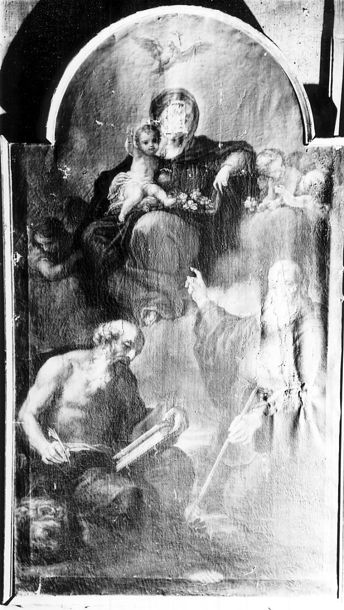 Madonna con Bambino e S. Francesco di Paola e S. Girolamo (dipinto, opera isolata) - ambito veneto (prima metà sec. XVIII)