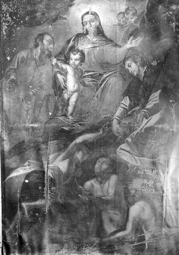 Madonna con Bambino e Santi e Anime purganti (dipinto, opera isolata) - ambito italiano (seconda metà sec. XVII)