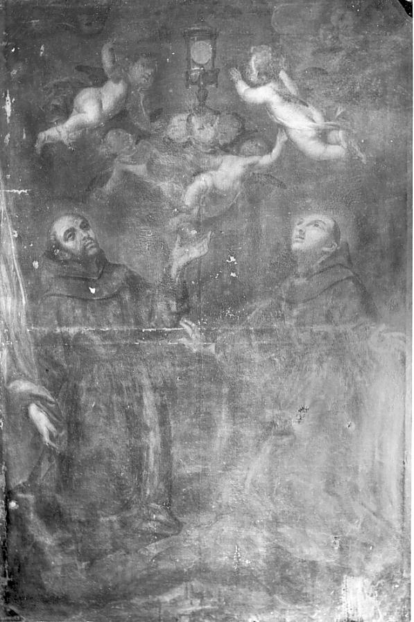 Due Santi francescani in adorazione dell'Eucarestia (dipinto, opera isolata) - ambito bresciano (metà sec. XVII)