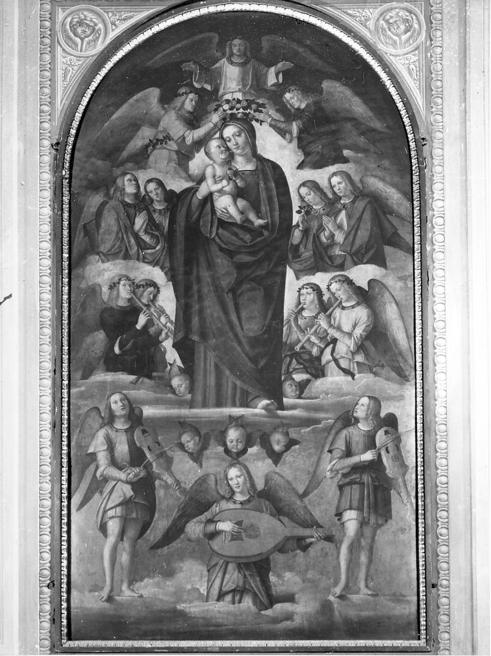 Vergine in gloria d'angeli (dipinto, opera isolata) - ambito italiano (fine/inizio secc. XV/ XVI)