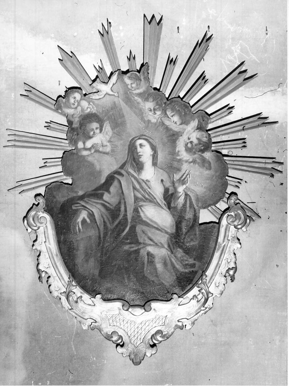 Vergine tra i cherubini (dipinto, opera isolata) - ambito italiano (sec. XVII)