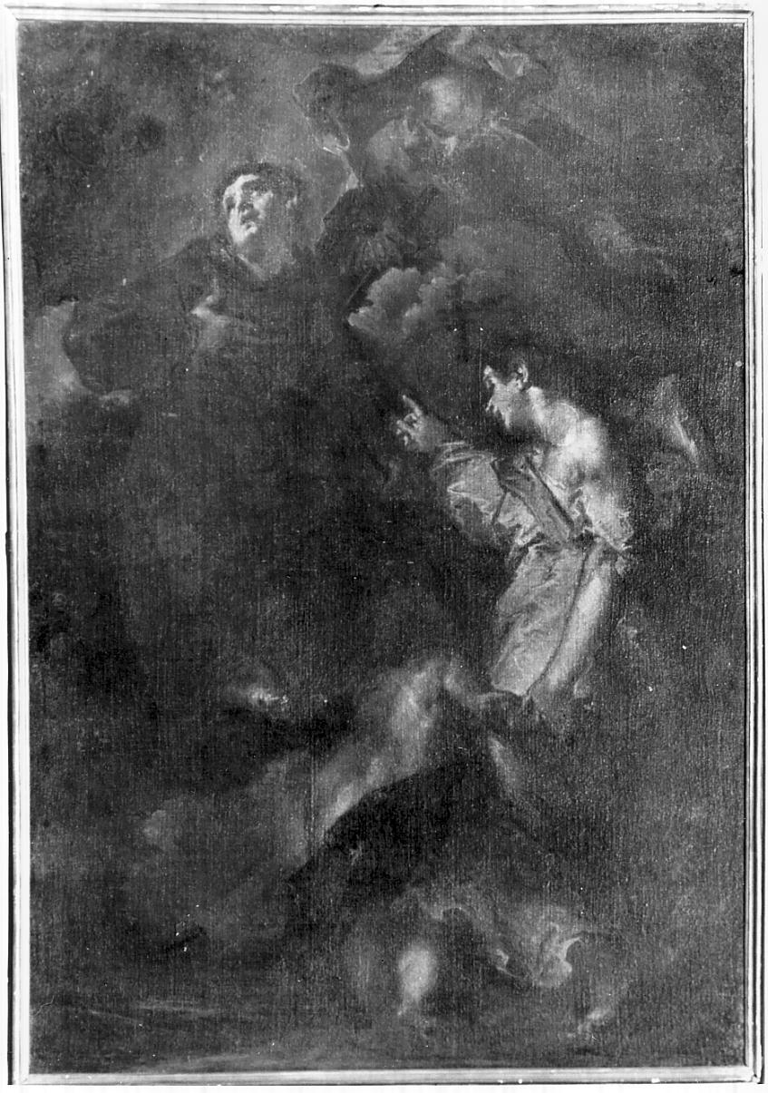 Sant'Antonio da Padova e l'angelo (dipinto, opera isolata) di Bazzani Giuseppe (attribuito) (sec. XVIII)