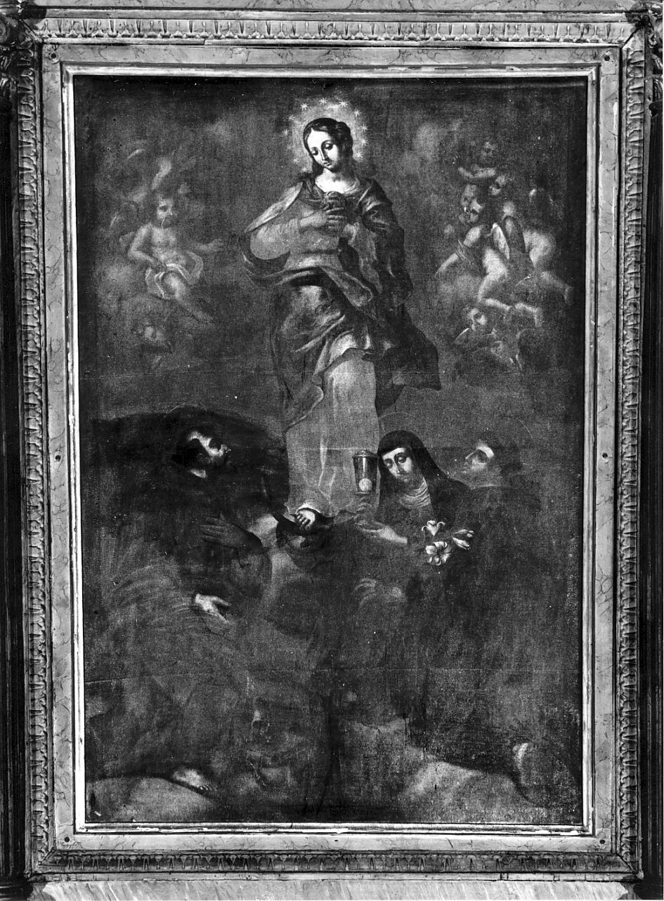 Madonna Immacolata con San Francesco, Santa Chiara e Sant'Antonio da Padova (pala d'altare, opera isolata) - ambito mantovano (seconda metà sec. XVII)