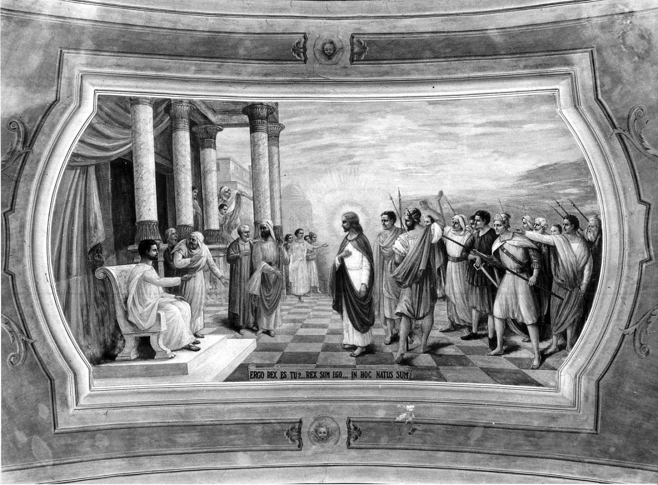 Cristo davanti a Pilato (dipinto, elemento d'insieme) di Colombati Egidio, Pezzali Enrico (sec. XX)