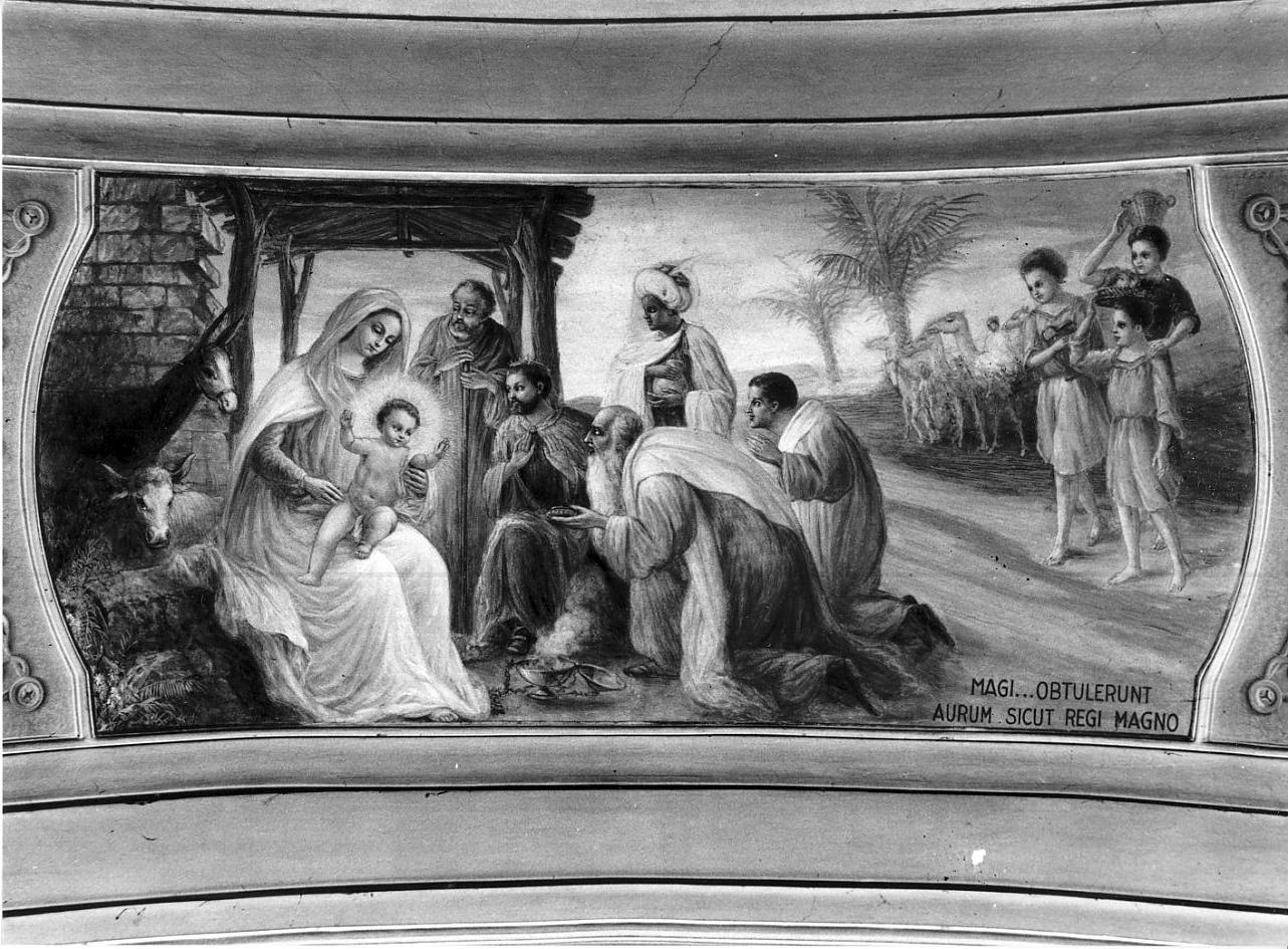 adorazione dei Re Magi (dipinto, elemento d'insieme) di Colombati Egidio, Pezzali Enrico (sec. XX)