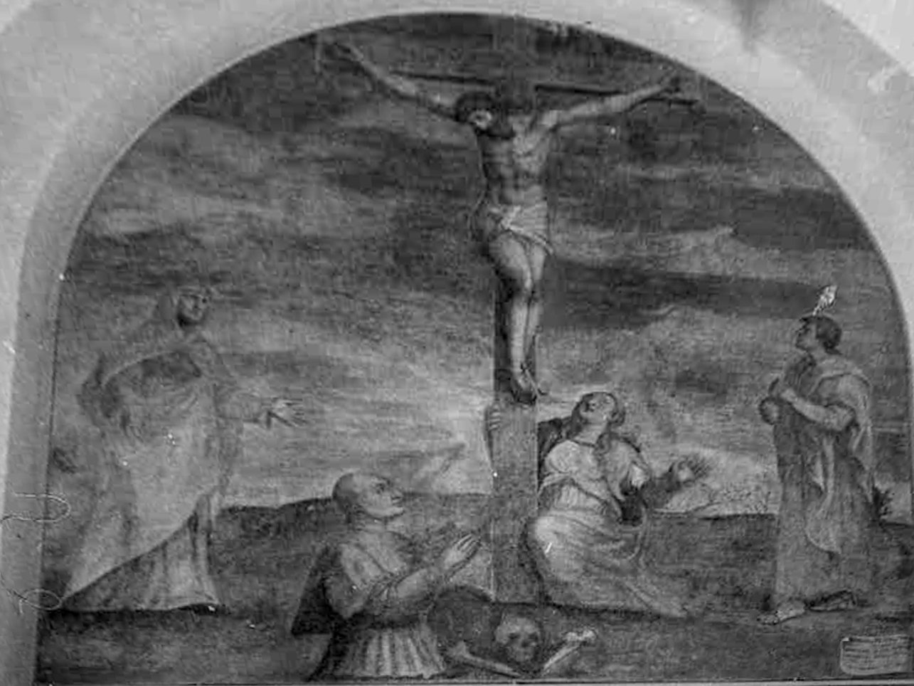 crocifissione (dipinto, opera isolata) di Marone Pietro (attribuito) (sec. XVI)
