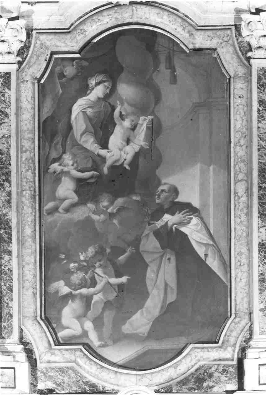Sant'Alberto venera la Madonna con Bambino (dipinto, opera isolata) di Tortelli Giuseppe (inizio sec. XVIII)