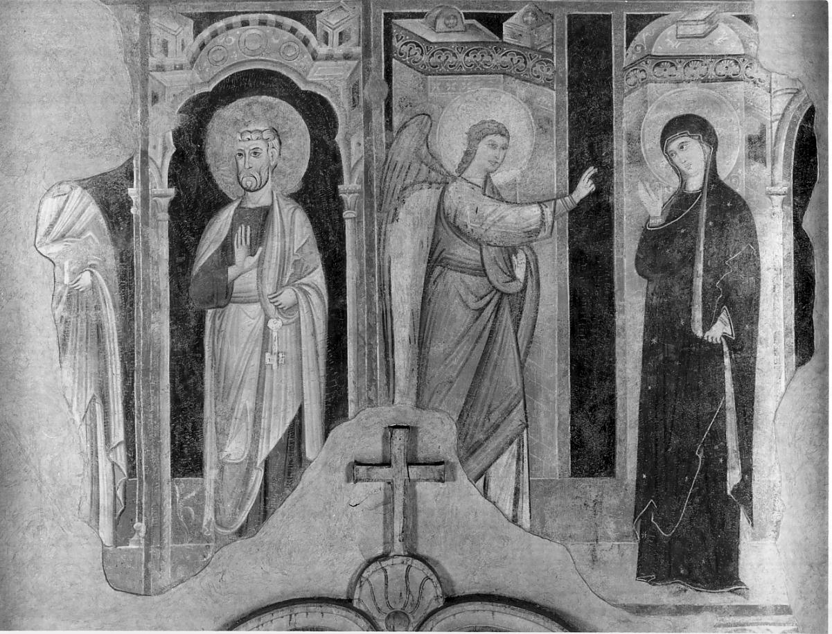 Vergine annunciata e Santi (dipinto, opera isolata) - ambito padano (sec. XIV)