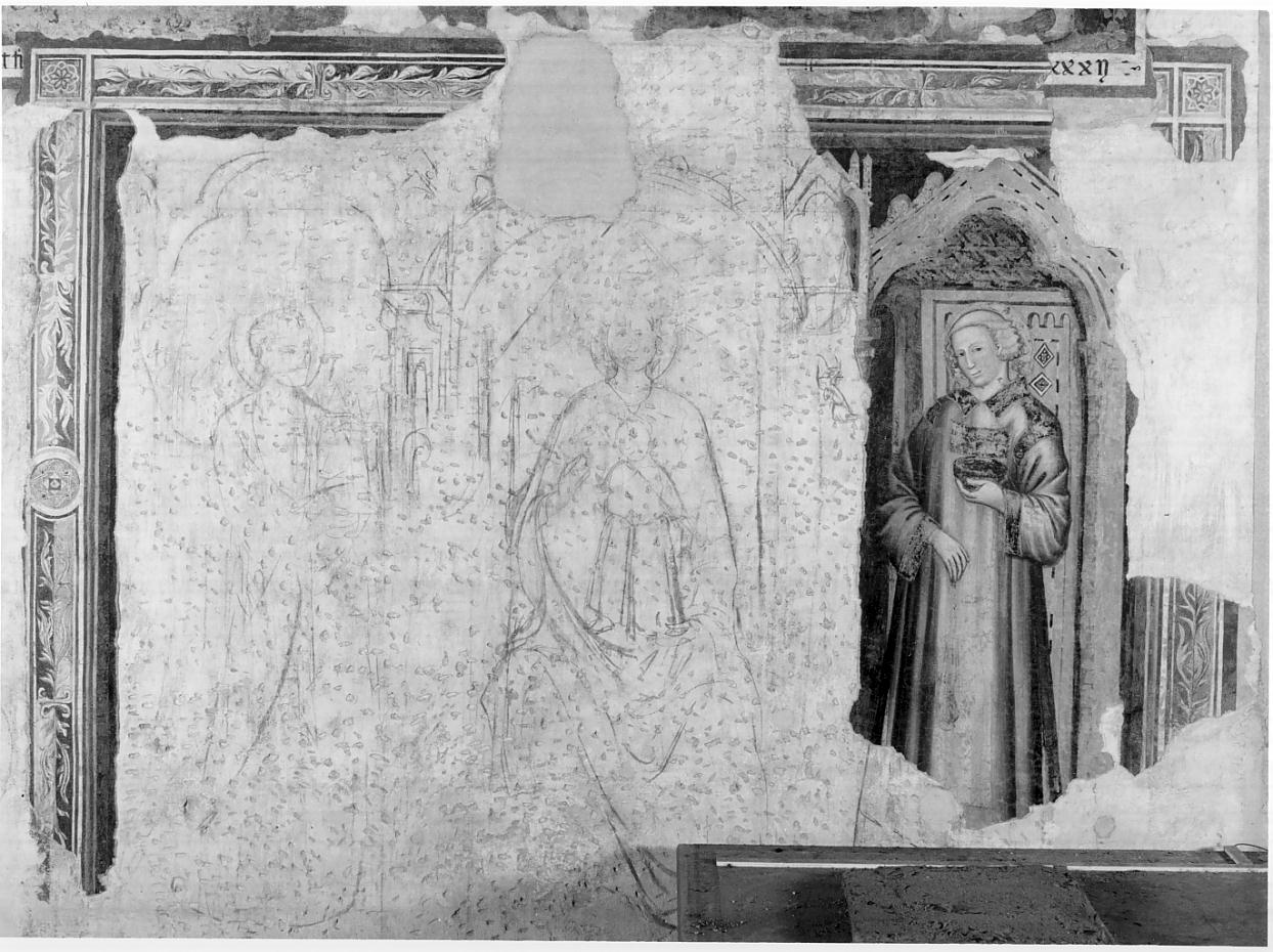 Madonna in trono col Bambino tra Santi (dipinto, frammento) - ambito padano (sec. XV)