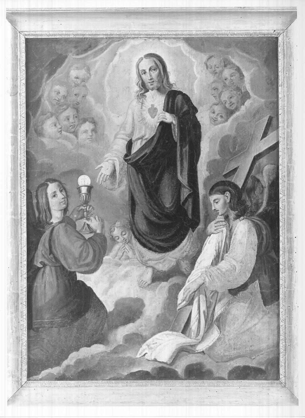 Sacro Cuore di Gesù e angeli con simboli eucaristici e della passione (dipinto, opera isolata) - ambito ostianese (prima metà sec. XIX)