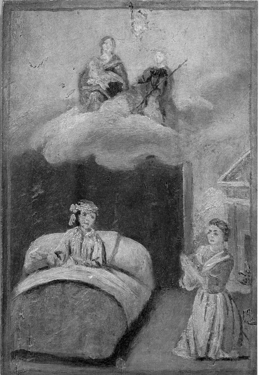 La Madonna col Bambino e S. Rocco intercedono per uomo infermo in un letto (ex voto, opera isolata) - ambito bresciano (seconda metà sec. XVIII)
