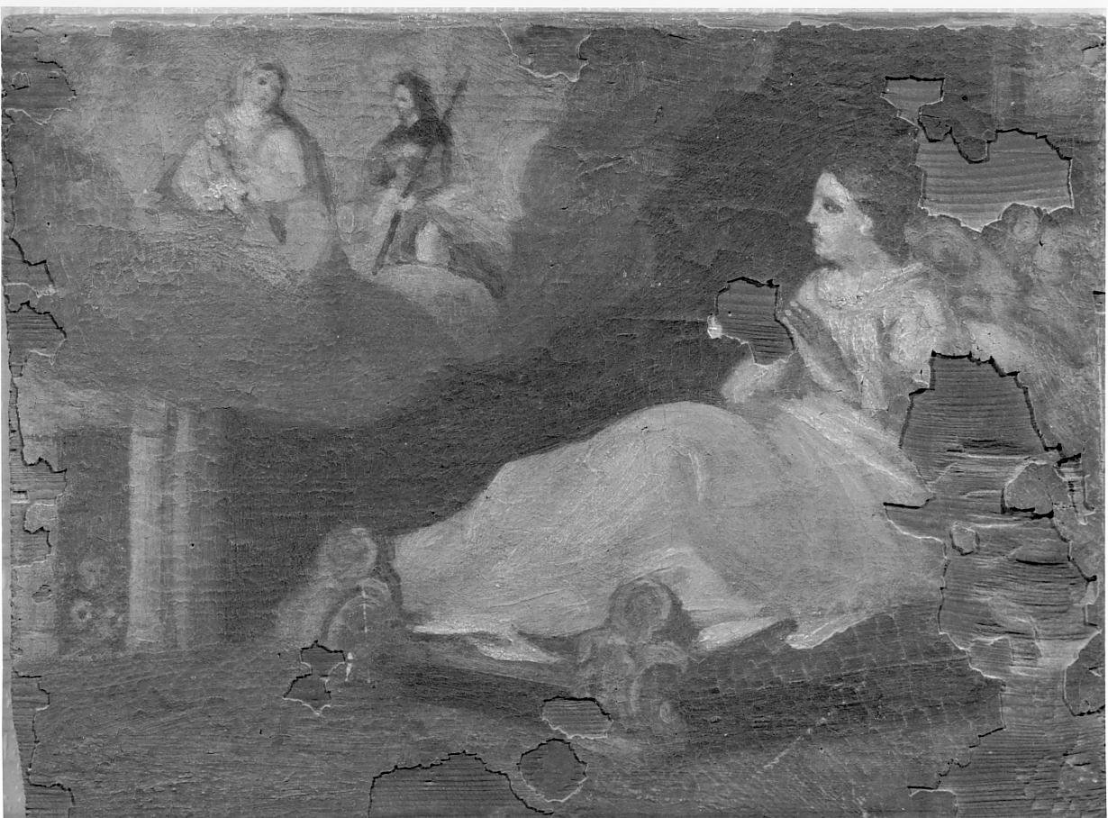 Donna inferma a letto viene guarita per intercessione della Madonna e di S. Rocco (ex voto, opera isolata) - ambito bresciano (seconda metà sec. XVIII)