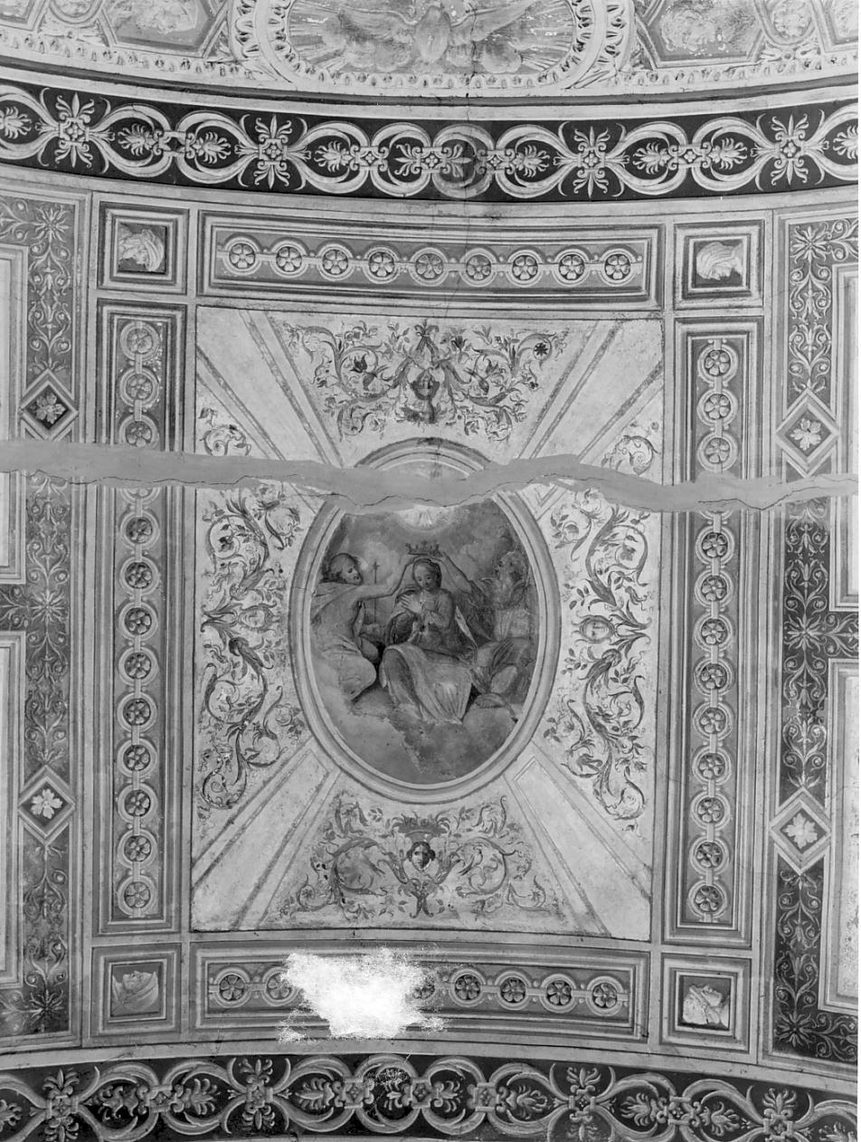 Incoronazione della Vergine/motivi decorativi geometrici e vegetali/a rosette (dipinto murale, elemento d'insieme) - ambito cremonese (sec. XVIII)