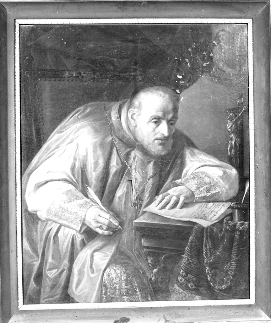 Sant'Alfonso de Liguori in preghiera illuminato dallo Spirito Santo (dipinto, opera isolata) di Ruggeri Antonio (seconda metà sec. XVII)