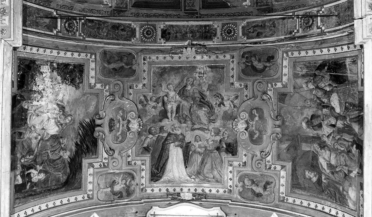 Madonna con Bambino e San Domenico/ soggetti sacri/ motivi decorativi (sottarco, complesso decorativo) - ambito cremonese (seconda metà sec. XVII)