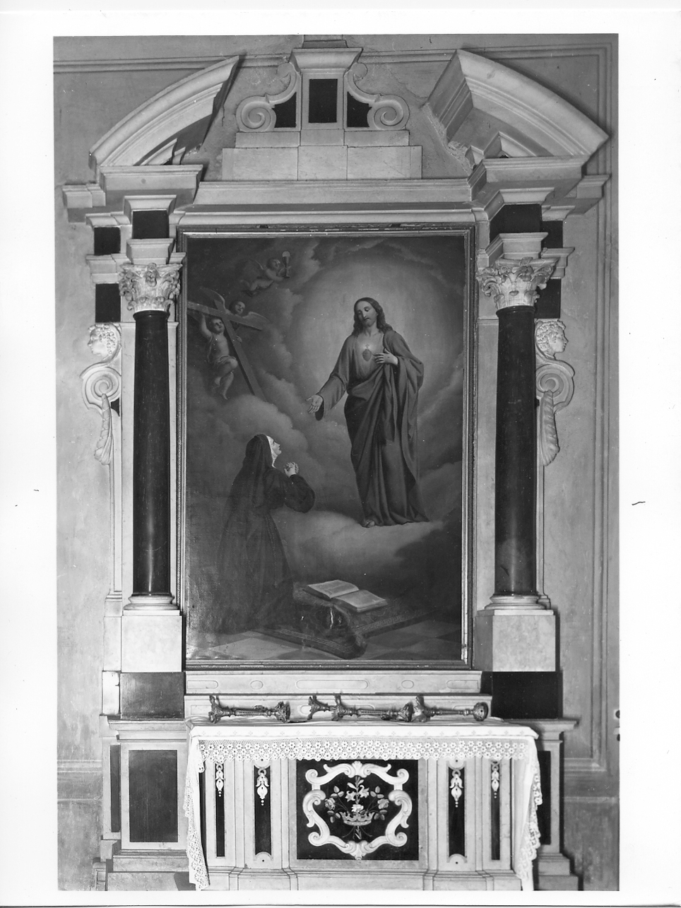 Sacro Cuore di Gesù e santa (dipinto, opera isolata) di Guadagnini Antonio (sec. XIX)